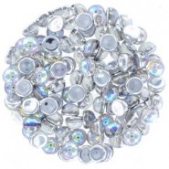 Cuentas de vidrio Czech Cabuchones 2 agujeros 6mm - Crystal Silver Rainbow